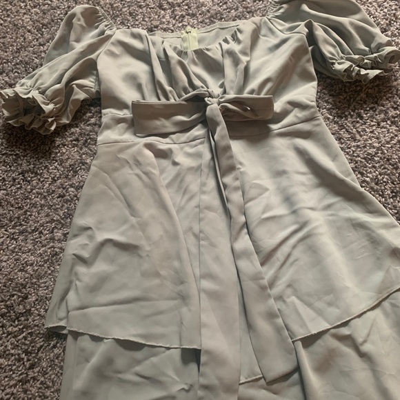 Cottagecore Whimsical Dress Mint Green Puff Sleeve Tiered - Picture 2 of 5